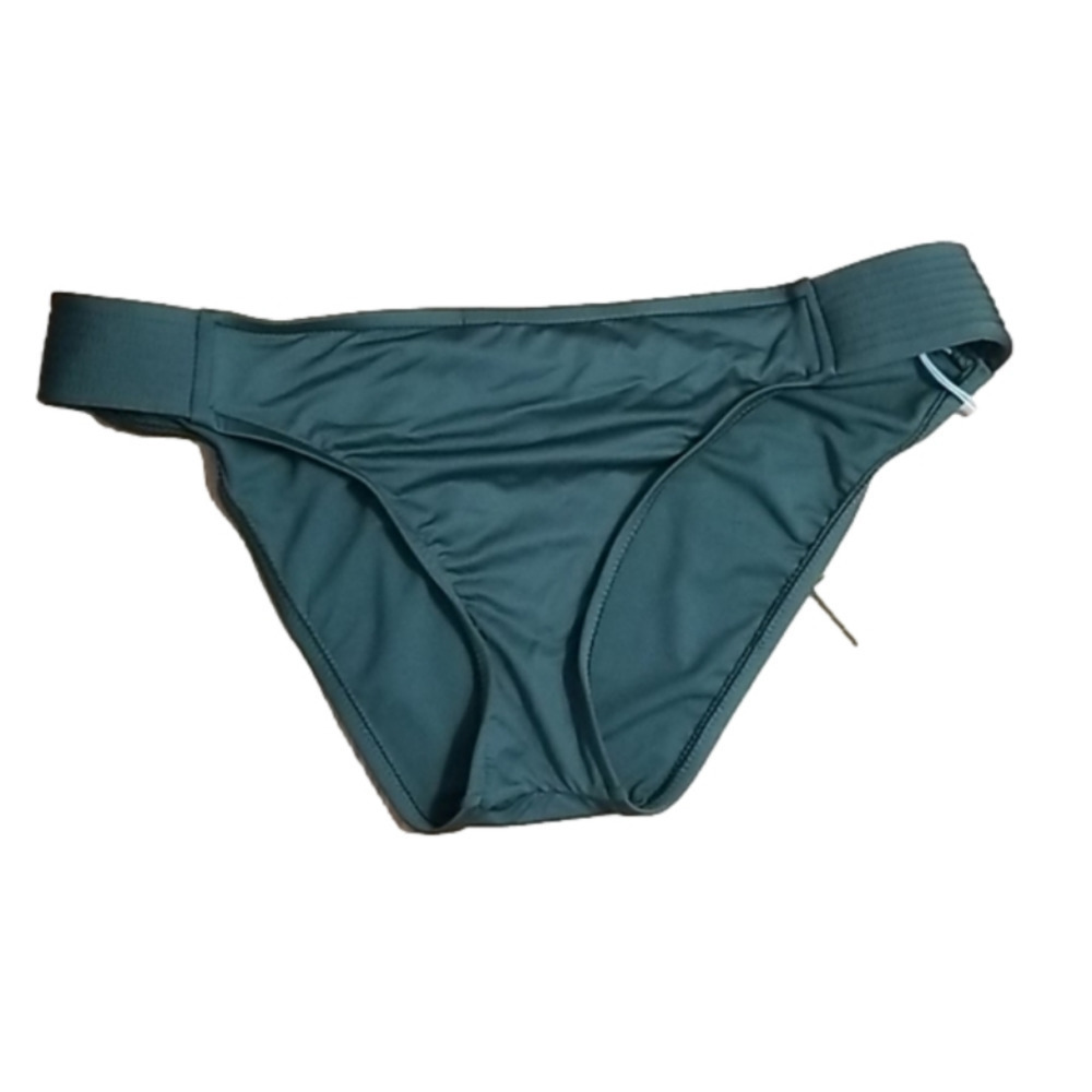 kona Sol Side Ribbed Hipster Bikini Swim Bottoms Green